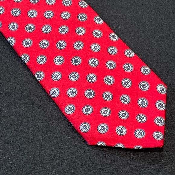 ~ J.G. Hook red vintage necktie tie, blue/gray, navy, gold medallion pattern USA - Picture 4 of 9